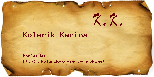 Kolarik Karina névjegykártya